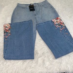 NWT Hawalili Flare Leg Jeans with floral details